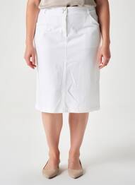 Jupe mi-longue coupe droite blanc EAST DRIVE femme