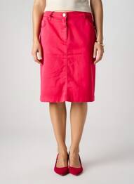 Jupe mi-longue coupe droite rose EAST DRIVE femme