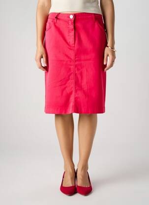 Jupe mi-longue coupe droite rose EAST DRIVE femme