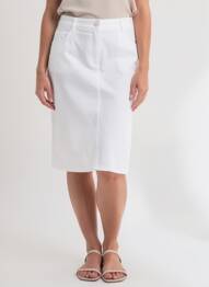 Jupe mi-longue coupe droite blanc EAST DRIVE femme