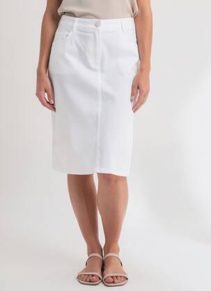 Jupe mi-longue coupe droite blanc EAST DRIVE femme