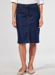 Jupe mi-longue taille normale bleu EAST DRIVE femme