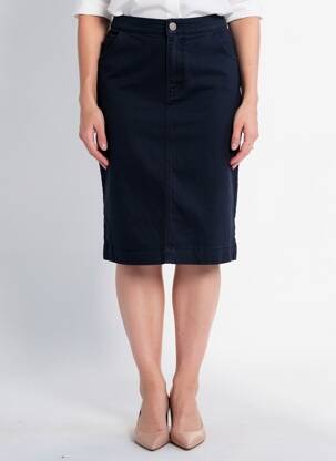 Jupe mi-longue stretch bleu EAST DRIVE femme