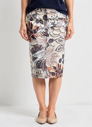 Jupe mi-longue taille normale beige MERI & ESCA femme