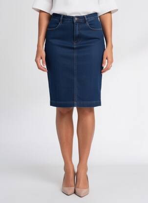 Jupe mi-longue stretch bleu EAST DRIVE femme