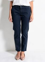 Pantalon chino tissage popeline taille normale bleu PARA MI femme