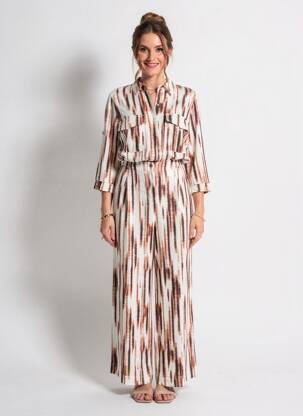 Combi-pantalon fermeture boutonnée sur le devant manches 3/4 marron K-DESIGN femme