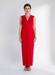 Combi-pantalon fermeture zippée au dos sans manche rouge ANDAMIO femme