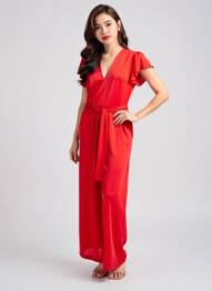 Combi-pantalon coupe fluide manches courtes rouge LOLITAS&L femme