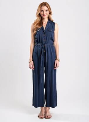 Combi-pantalon poches sans manche bleu AGATHE & LOUISE femme
