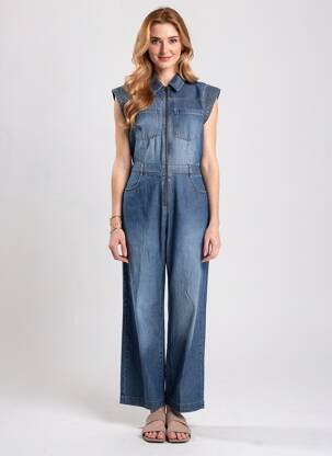 Combi-pantalon poches manches courtes bleu LOLITAS&L femme