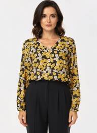 Blouse imprimé fleurs manches longues jaune AGATHE & LOUISE femme