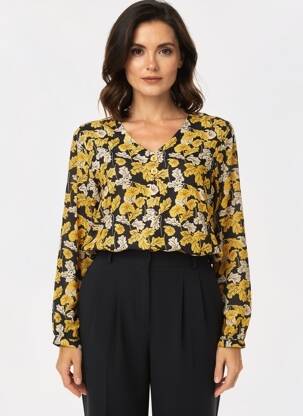 Blouse imprimé fleurs manches longues jaune AGATHE & LOUISE femme