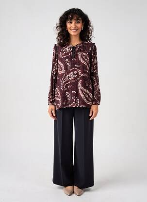 Chemisier tissage popeline manches longues marron LA FEE MARABOUTEE femme