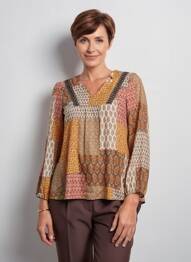 Blouse imprimé fleurs manches longues orange MERI & ESCA femme