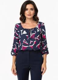 Blouse imprimé fantaisie manches 3/4 bleu BETTY BARCLAY femme