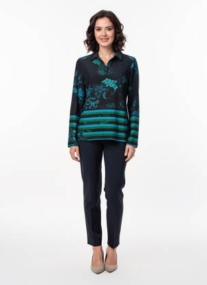 Pull coupe cintrée manches longues bleu AGATHE & LOUISE femme