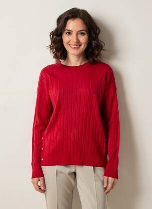 Pull stretch manches longues rouge YES.ZEE femme