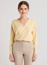Pull col v manches longues beige YES.ZEE femme