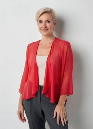 Gilet manches longues manches 3/4 rouge FRANCE RIVOIRE femme