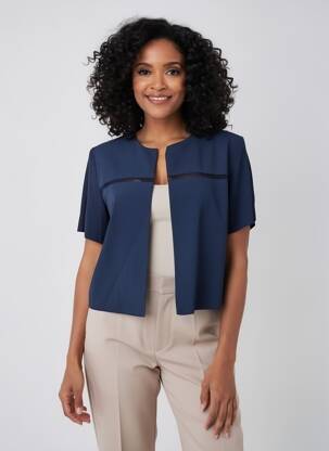 Veste chic tissage crêpe bleu DIANE LAURY femme