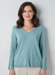 Pull coupe cintrée manches longues vert MARBLE femme
