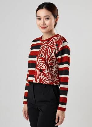 Pull coupe cintrée manches longues orange AGATHE & LOUISE femme