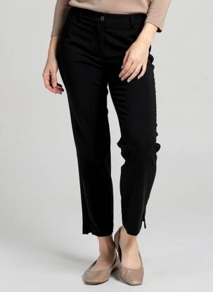 Pantalon 7/8 taille à pinces taille normale noir BISCO2 femme
