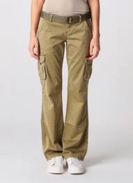 Pantalon cargo taille basse taille basse vert IKKS femme
