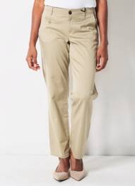 Pantalon chino taille basse taille basse beige TOMMY HILFIGER femme