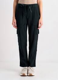 Pantalon cargo taille élastique taille haute noir LA PETITE ETOILE femme