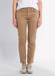 Pantalon slim tissage popeline taille normale marron KOCCA femme