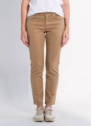 Pantalon slim tissage popeline taille normale marron KOCCA femme