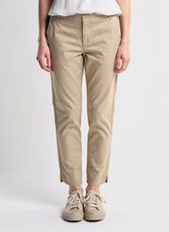 Pantalon chino tissage popeline taille normale beige I.CODE (By IKKS) femme