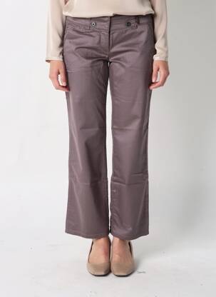 Pantalon droit tissage popeline taille normale gris IKKS femme