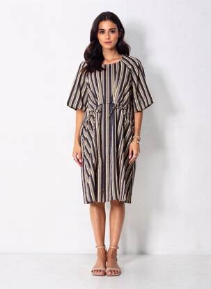 Robe mi-longue manches courtes manches courtes bleu RHUM RAISIN femme