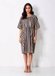 Robe mi-longue manches courtes manches courtes bleu RHUM RAISIN femme