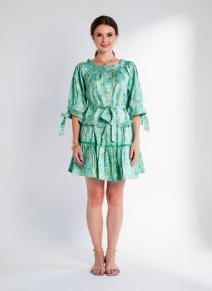 Robe courte manches courtes manches courtes vert RHUM RAISIN femme