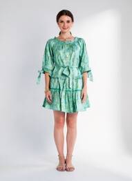 Robe courte manches courtes manches courtes vert RHUM RAISIN femme
