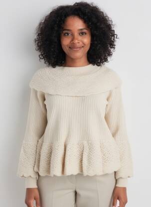 Pull coupe cintrée manches longues beige RHUM RAISIN femme