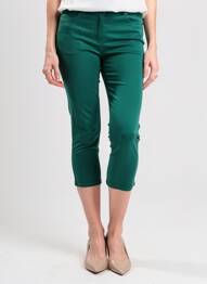 Pantalon 7/8 fermeture zippée sous rabat boutonné vert FRACOMINA femme