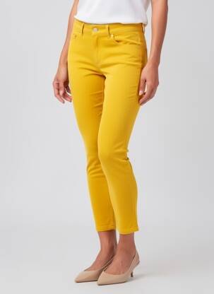 Pantalon 7/8 fermeture zippée sous rabat boutonné jaune FRACOMINA femme