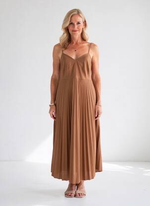 Robe longue coupe évasée fines bretelles marron FRACOMINA femme