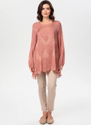 Tunique manches longues col rond marron FRACOMINA femme