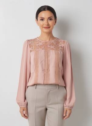 Blouse col rond manches longues rose FRACOMINA femme