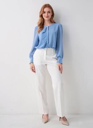 Chemisier coupe fluide manches longues bleu FRACOMINA femme