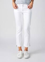 Pantalon 7/8 fermeture zippée sous rabat boutonné blanc ZRS TIMELESS femme