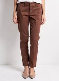 Pantalon chino tissage popeline taille normale marron HAPPY femme