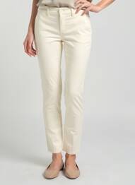 Pantalon chino tissage popeline taille normale beige HAPPY femme