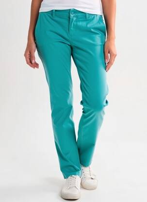Pantalon chino tissage popeline taille normale bleu HAPPY femme